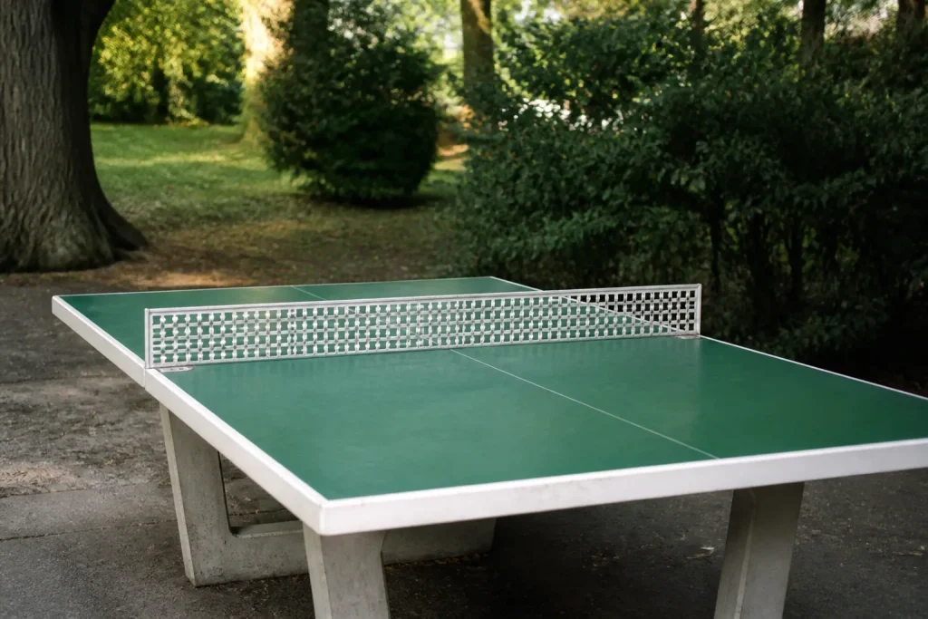 surface verte rectangulaire avec un filet blanc tendu